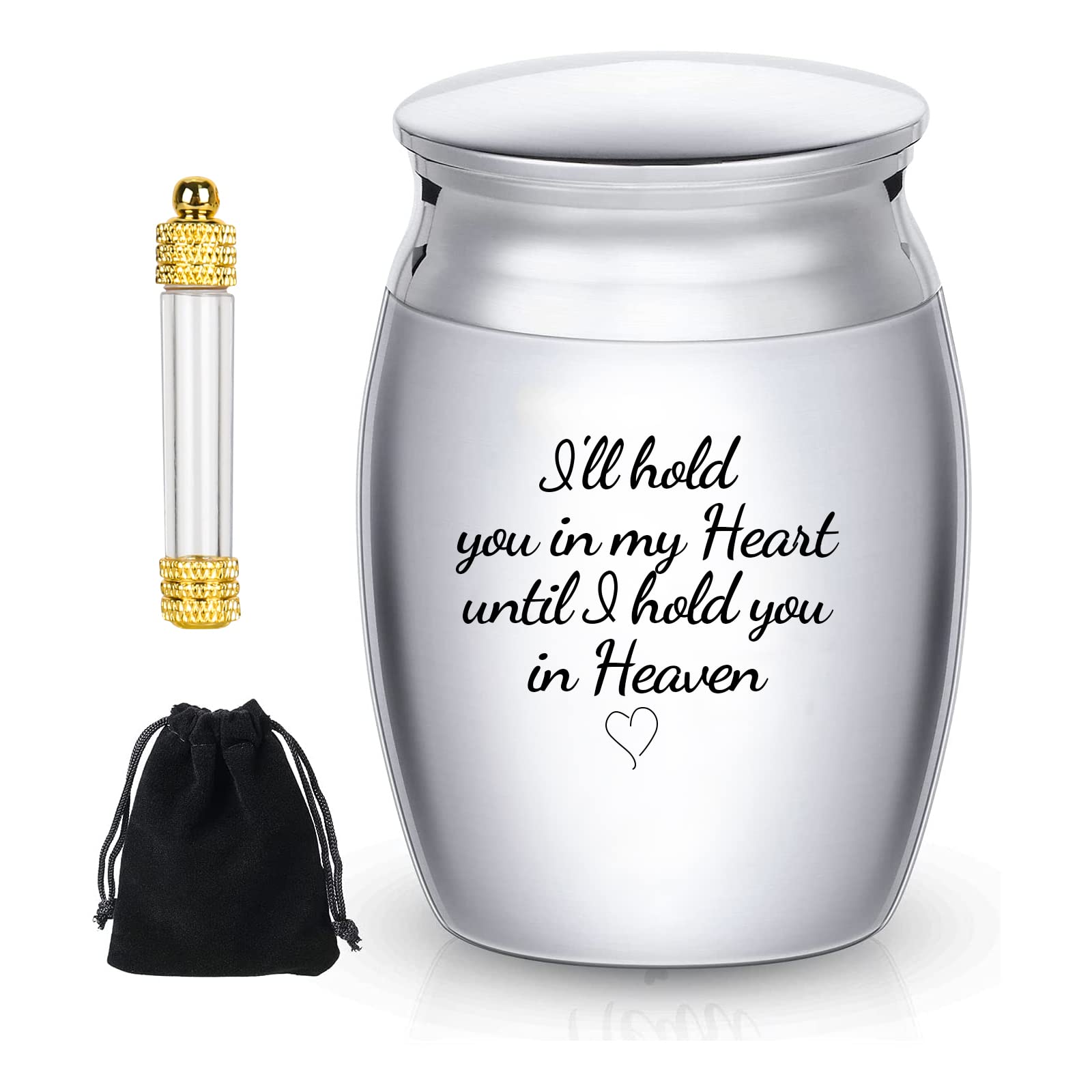 Small Urns for Human Ashes Keepsake - “No Longer By My Side, But Forever In My Heart” Stainless Steel Metal Funeral Urn - Small Cremation Urns - Pet Memorial Cremation Urns for Dogs and Cats Ashes