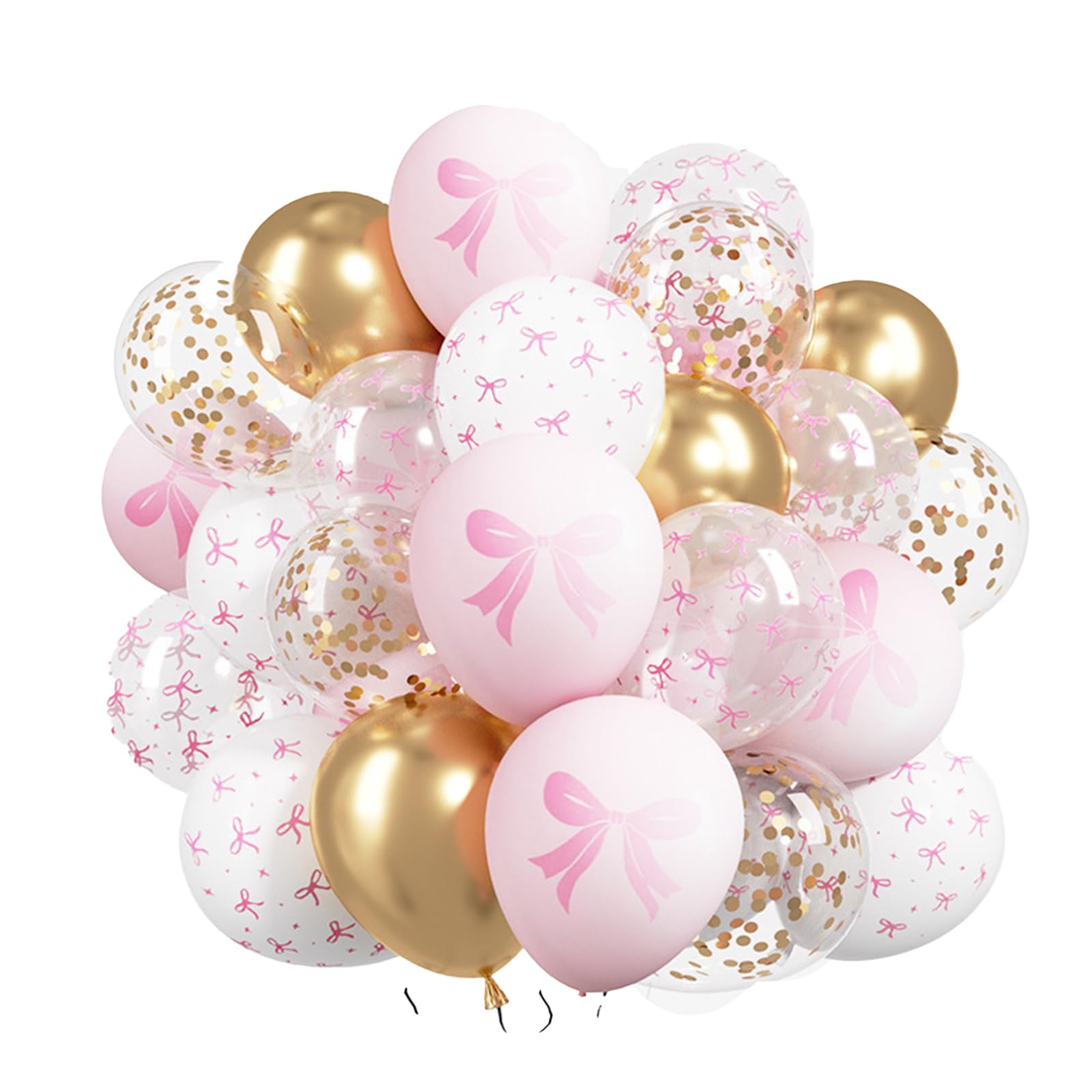 30pcs 12 Inch Baby Pink & Gold Confetti Balloons - Princess Theme Party Supplies for Birthday Decorations, Baby Shower, Wedding, Christening (Glitter, Latex, Pink Balloon Set) โ image 1