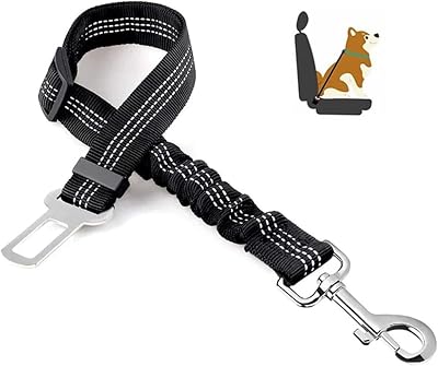 THE ONE Dog Seat Belt Car Harness Adjustable 360° Swivel Reflective Black
