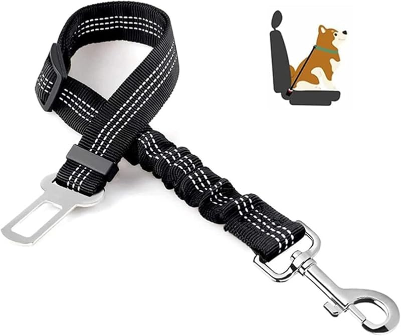 THE ONE Dog Seat Belt Car Harness Adjustable 360° Swivel Reflective Black