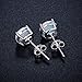 925 Sterling Silver Opal Stud Earrings, 6mm Round Stud Earrings in White Gold or Rose Gold for Women (White Gold)