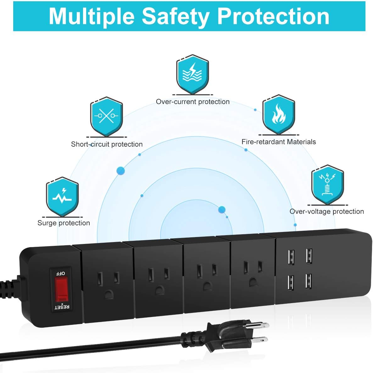 Power Strip with USB, Duvik Surge Protector, 4 Outlet & 5.5Ft Heavy Duty Long Cord, for Home, Office & Nightstand Charging Station- Black: Home Audio & Theater