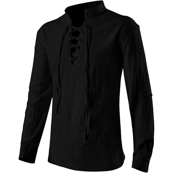 Amazon.com: Long Sleeve Shirts for Men Lace Up V Neck T-Shirt