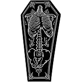 Halloween Coffin Skeleton Bat Runner Rug, Skull Bath Mat, Goth Non-Slip Halloween Rug for HomeGothic Bathroom Decor, Soft Halloween, Water Absorbent, Goth for Shower, Entryway, Front Door (A)