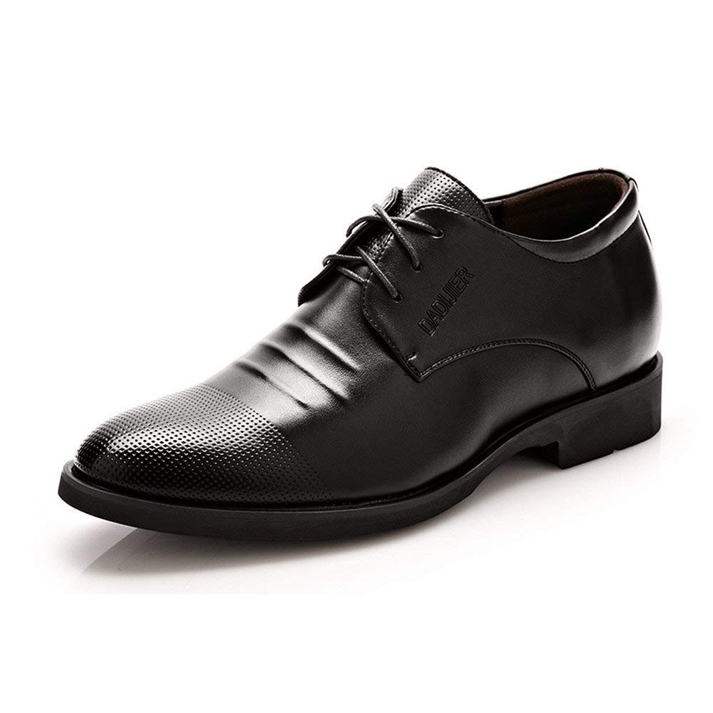 Men's Elevator Shoes 2" Taller Lace up Faux Leather Formal Oxford Dress Footwear Removable Invisible Height Increasing Insole Formal Men