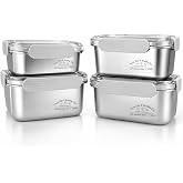 FOLAI [4-Pack Stainless Steel Meal Prep Containers with Lids(650ml+1000ml+1300ml+1600ml)