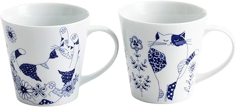 Amazon Co Jp セラミック藍 ロンロンとミュウ ペアマグカップ ホワイト サイズ 約f8 9 H8 6 ホーム キッチン