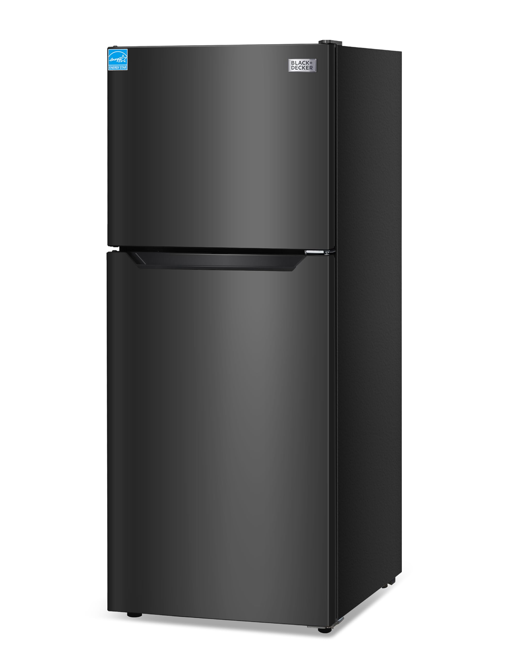 Photo 1 of ***(PARTS ONLY/ MAJOR DAMAGE/ ONLY FREEZER WORKS)***BLACK+DECKER 10 Cu. Ft. Top Mount Refrigerator with Freezer, 2 Door Refrigerator with Top Freezer and Adjustable Temperature Control, ENERGY STAR,BR1000HB, Black