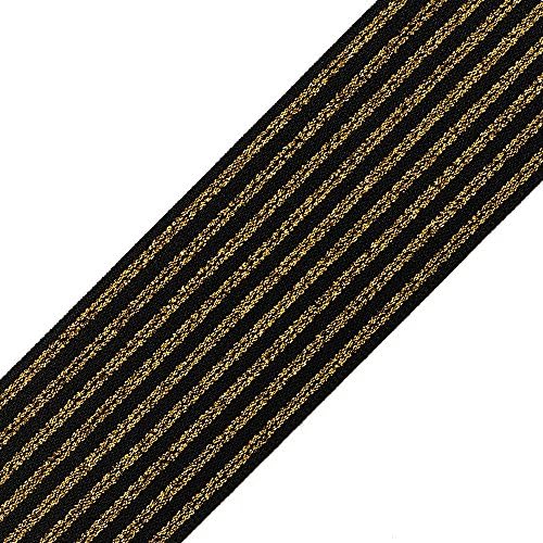 2" (50mm) Metallic GOLD Elastic Stretch Ribbon Trim, Elastic Band by 2-yards, TR-11700
