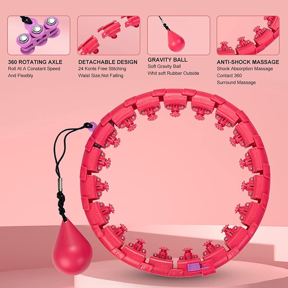 24 Detachable Weighted Hula Hoops Exercise Removable Multiple Assembly Design Professional Fitness Hula Hoop Brings Perfect Figure（Pink） : Sports & Outdoors