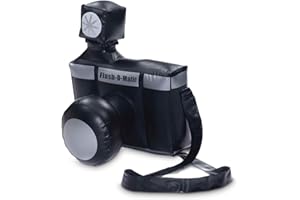 VAULTED SKULLS & CO Inflatable Camara | Large Inflatable Clown Camera | Paparazzi & Photobooth Props | Oversized Camera Prop | Black/Silver | 10H x 7.5W x 5.5D Inches