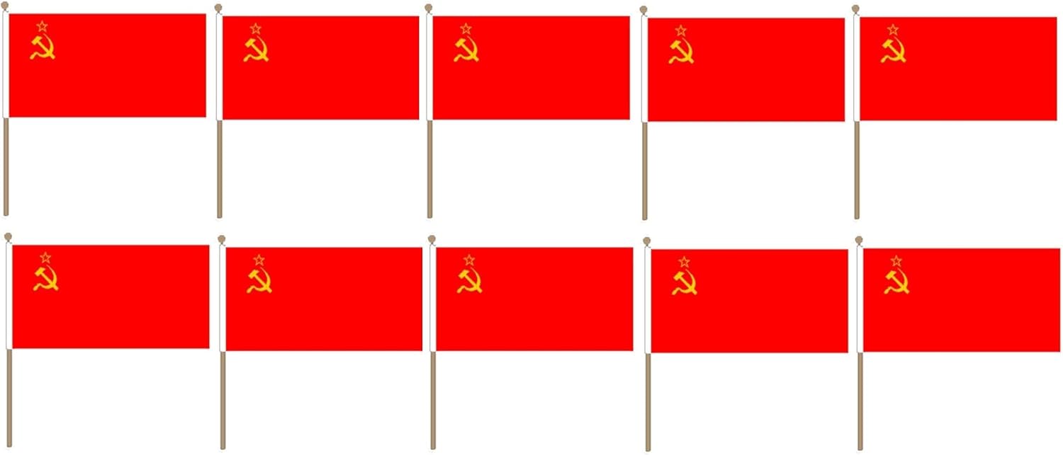 Pack Of 10 X Flag Of USSR Soviet Union Russia Hand Held Flags