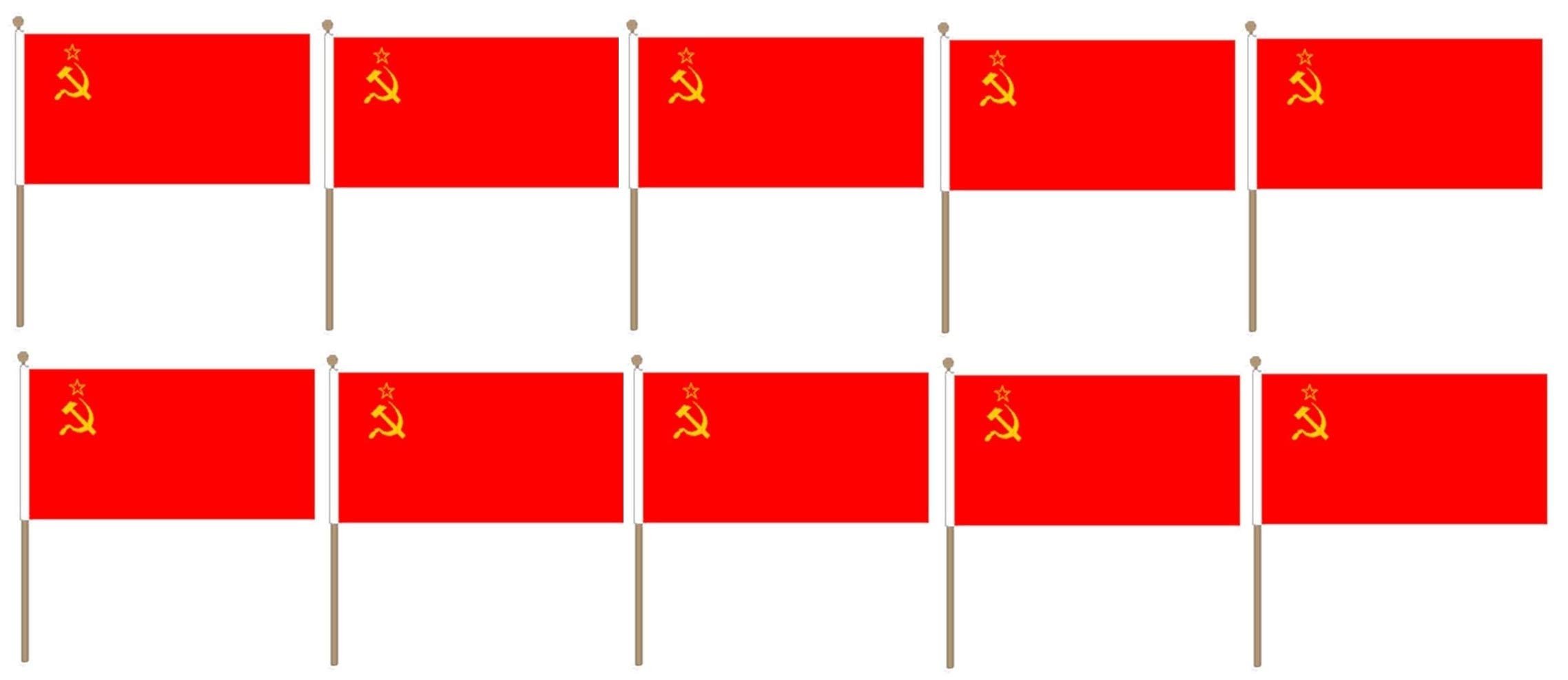 Pack Of 10 X Flag Of USSR Soviet Union Russia Hand Held Flags