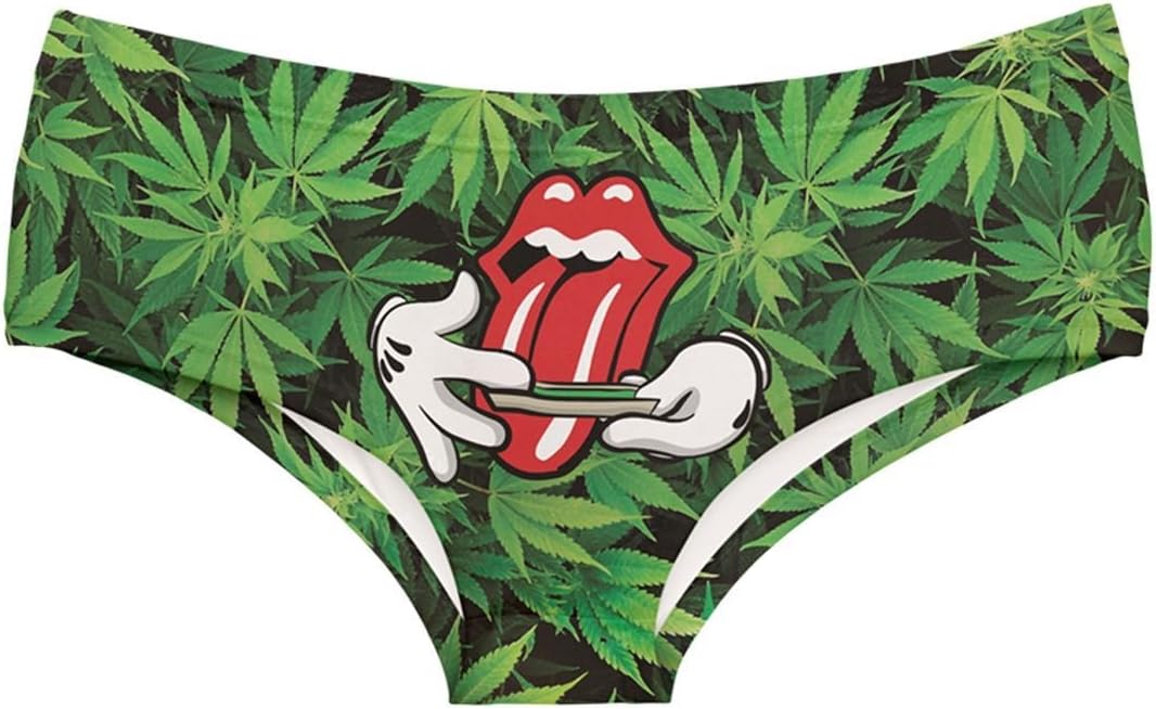 Kukubird Roll Your Weed Design Green Print Panties Underwear