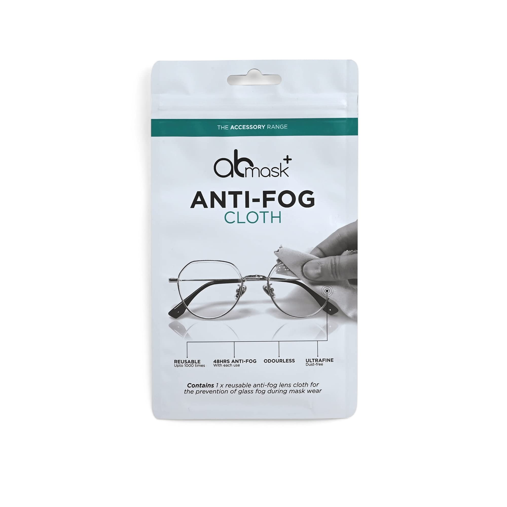 AB Anti-Fog Dry Cloth - Demister Lens Wipe for Glasses, Stay Mist Free for 48 Hours, Reusable up to 1000 Times