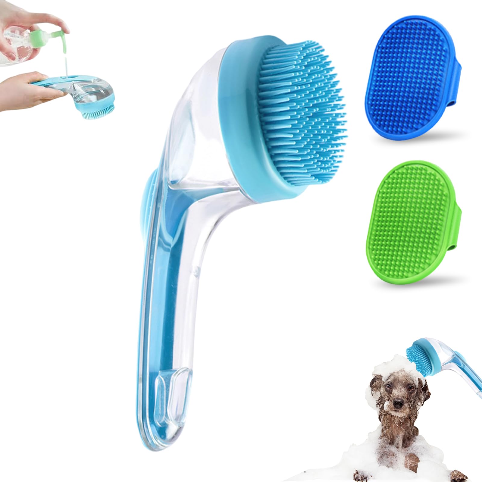 Photo 1 of 3Pcs Pet Bath Brush,Dog Scrubber for Bath,2 in 1 Dog Bath Brush, Dog Scrubber with Built-in Shampoo Dispenser,Grooming Massage Brush for Long Short Haired Dogs Cats Shower Supplies Set