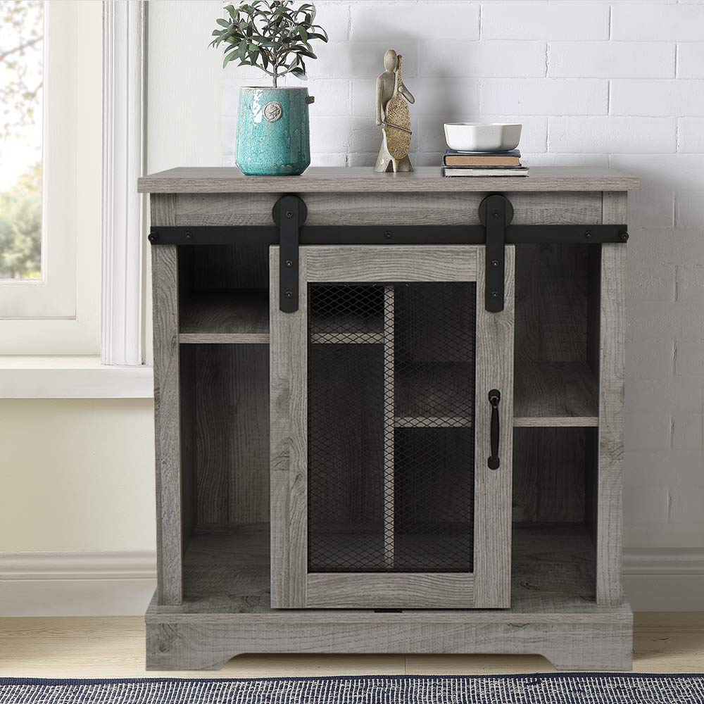 Buy SSLine Farmhouse Barn Door Samll Buffet Sideboard Kitchen Server Storage Cupboard