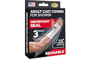 100% Waterproof Cast Covers for Shower Arm - Tight Seal - 3pk Adult Reusable Cast Protectors - Half Arm Bag Sleeves