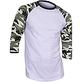 DREAM USA Men's Casual 3/4 Sleeve Baseball Tshirt Raglan Jersey Shirt
