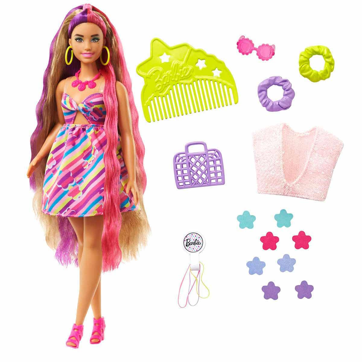 Mattel Barbie Totally Hair Flower Doll 8.5" Long Fantasy HCM89
