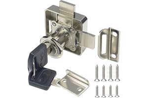 BOOLIAN Double Door Cabinet Lock Cabinet Drawer Lock Double Deadbolt Door Lock [Left Door Installation]. Drilling Diameter 3/4"/19mm for (3/5"-/15mm)- (7/8"-/22mm) Thick Door Panels (1 Pack)