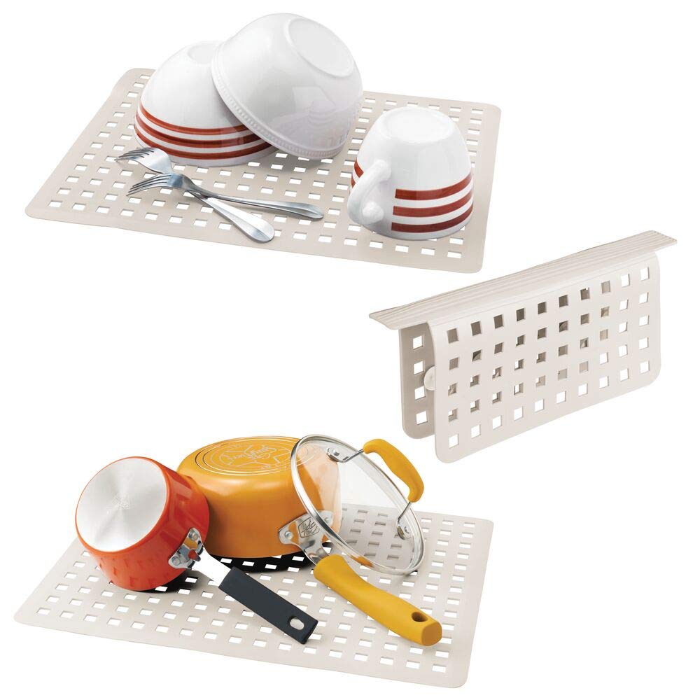 mDesign Decorative Kitchen Plastic Sink Protector Set