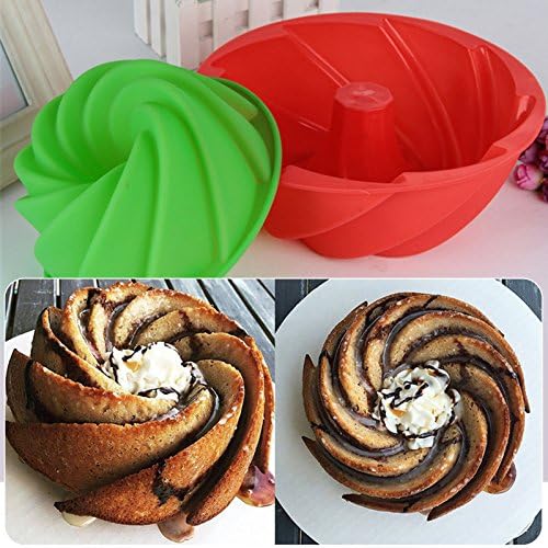 OKOKMALL US--Silicone Cake Mold Large Spiral Cake Mold 3D Chocolate Bread Pan DIY Baking Tool