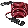 SPARKING 12FT Car Cigarette Lighter Extension Cord 12FT - Male Plug to Female Socket 16AWG Heavy Duty Extension Cable with LED Lights Power for Tire Pump, Air Compressor (12FT)