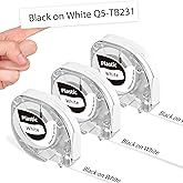 Phomemo Label Maker Tape P12 Compatible with DYMO LetraTag Refills LT-100H LT-100T 200B Compatible with Phomemo P12 P12PRO LT12 F12 Label Print, Name Tags, 3 Pack 12mm x 4m(1/2" x 13') Black on White