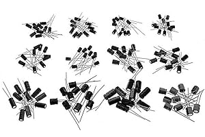 120-Piece Radial Aluminum Electrolytic Capacitor Kit: 12 Values (1µF–470µF), 10 Each, 16V/25V/50V, 105°C Rated