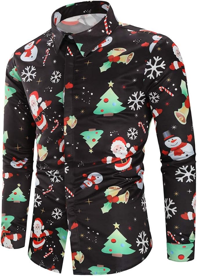 Buby Mens Christmas Xmas Shirts Men's Sale Long Sleeve Snowman