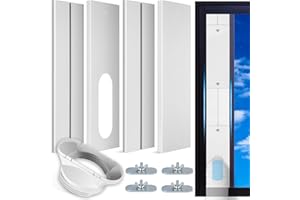 TigeJoy Portable Air Conditioner Window Seal Kit with Universal Coupler, Reinforced PVC Plate Adjustable AC Vent Kit for Sliding Window, Fit for All AC with 5.9 & 5.1 Inch Diameter Exhaust Hose