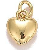 KitBeads 10pcs 18K Real Gold Plated Heart Charms Brass Sweet Love Charm Mini 3D Valentine's Day Pendants for Jewelry Making Bracelets Necklace Bulk