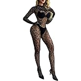 Leypafy One Piece Fishnet Bodysuit Lingerie Bodystocking for Women | Sheer Mesh Stretchy Comfortable Fit Bodysuit Design Clubwear Dancewear Rave Outfits One Piece Bodydoll Plus Size
