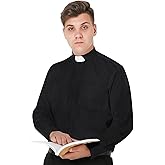 IvyRobes Mens Tab-Collar Long Sleeves Clergy Shirt - 5 Colors Available