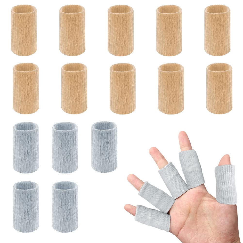Photo 1 of 20 PCS Finger Sleeves Protectors, Sport Finger Sleeves Thumb Brace Support Finger Brace Elastic Thumb Sleeves for Relieving Pain Arthritis Trigger Finger(Skin tone Grey)