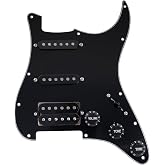 Musiclily Basic Pre-wired Loaded Standard ST-HSS Pickguard Set 3Ply Black | with Alnico 5 Magnet Pickups, for Strat Style Electric Guitar