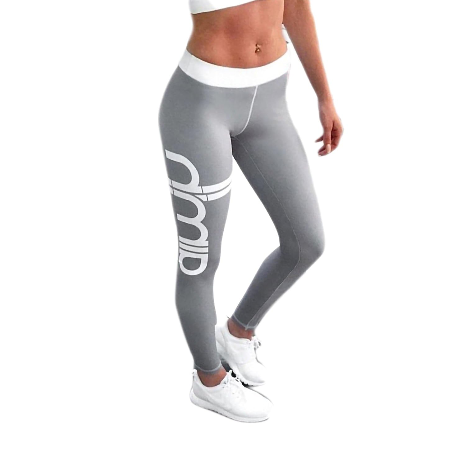 isweven light grey solid slim fit ankle length sports tights for women girls (03)