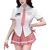 Tolnecty Women Schoolgirl Outfits Roleplay Sets Sexy Student Costumes Mini Tartan Skirt Cosplay Costume