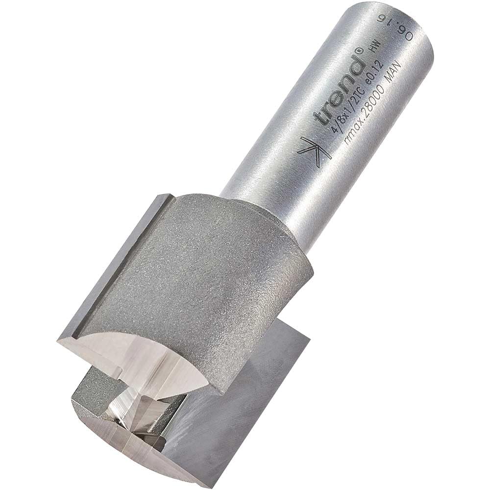 Trend Professional Two Flute Router Cutter, 1/2 Inch Shank, 25.4mm Cut Diameter & 25mm Cut Length, Tungsten Carbide Tipped, 4/8X1/2TC