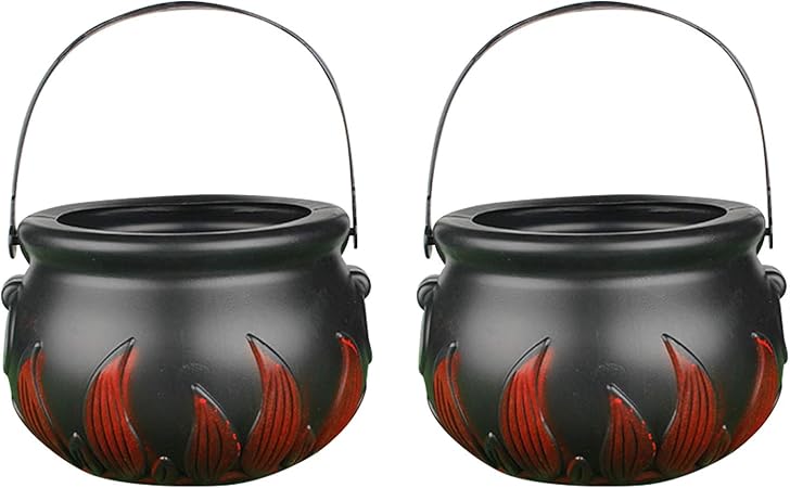 Amazon ゴシレ Gosear 2袋黒魔女プラスチックキャンディやかん釜のバケット鍋のハロウィーンマルディグラハリーポッターパーティーのハンドル ハロウィーン飾り おもちゃ
