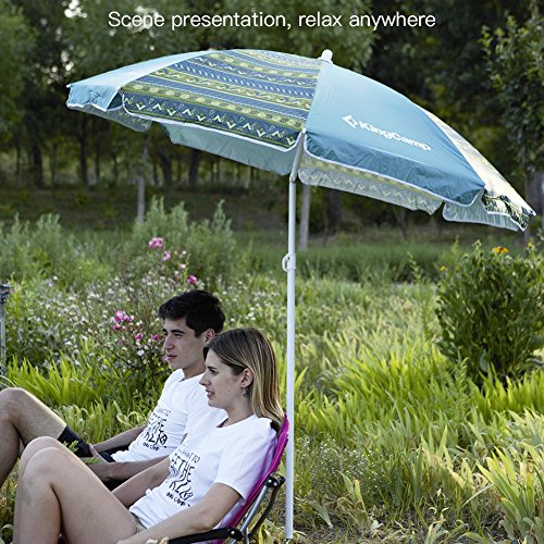 KingCamp 6FT Outdoor Beach Umbrella with Stable Sand Anchor, UPF50+ Sunshade, Silver Coating, Adjustable Sturdy Tilt Pole, Perfect for Beach, Camping, Fishing, Sports, Gardens, Patio