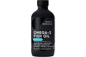 Sports Research Omega-3 Fish Oil, Lemon Flavor - 8 oz - 4685 mg of Wild Caught Alaska Pollock Fish Oil per Teaspoon - Easy-to-Take Liquid for Cardiovascular Support*- 48 Servings