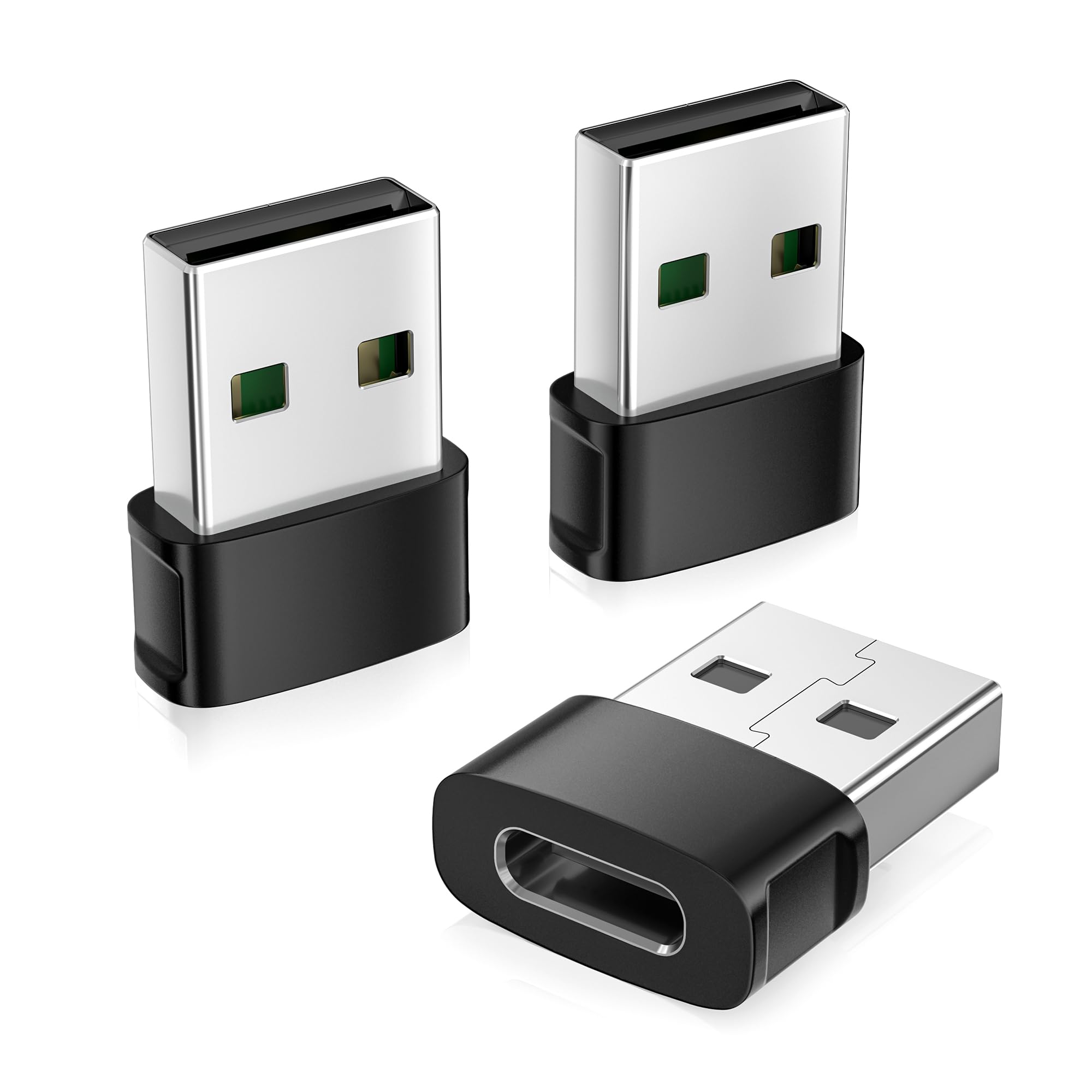 BASESAILOR USB to USB C Adapter for iPhone 17 Air 3Pack,Type C Female to A Male Car Charger Plug Cable Converter for Apple 17e 16 15 Pro Max,Airpods 4,iPad Mini 7,Samsung Galaxy S26,iWatch 11,SE/Ultra