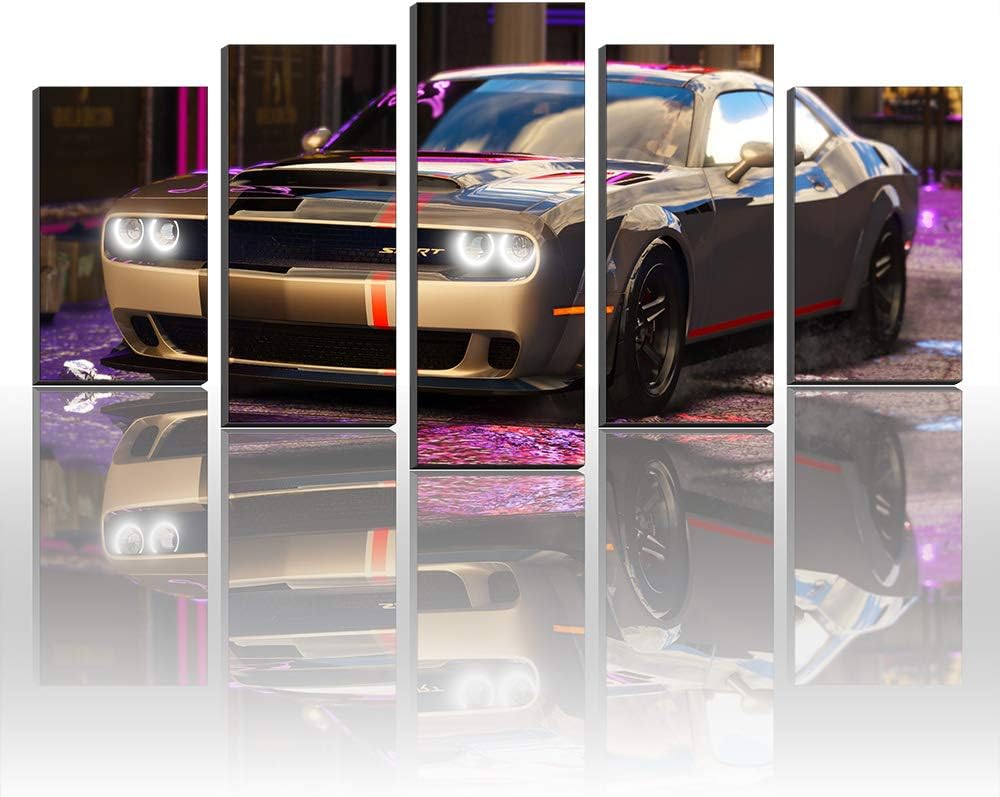 Karen Max Canvas Prints Dodge Challenger Liberty Walk Cars Painting Sport Racing Pictures Home Decor Artwork, Size3:16x24inx2,16x32inx2,16x40inx1Frame
