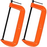 LEXININ 2 Pcs 12 Inch C Clamp, Jaw Opening 310mm Orange G Clamps for Woodworking Welding Building, Malleable Cast Iron