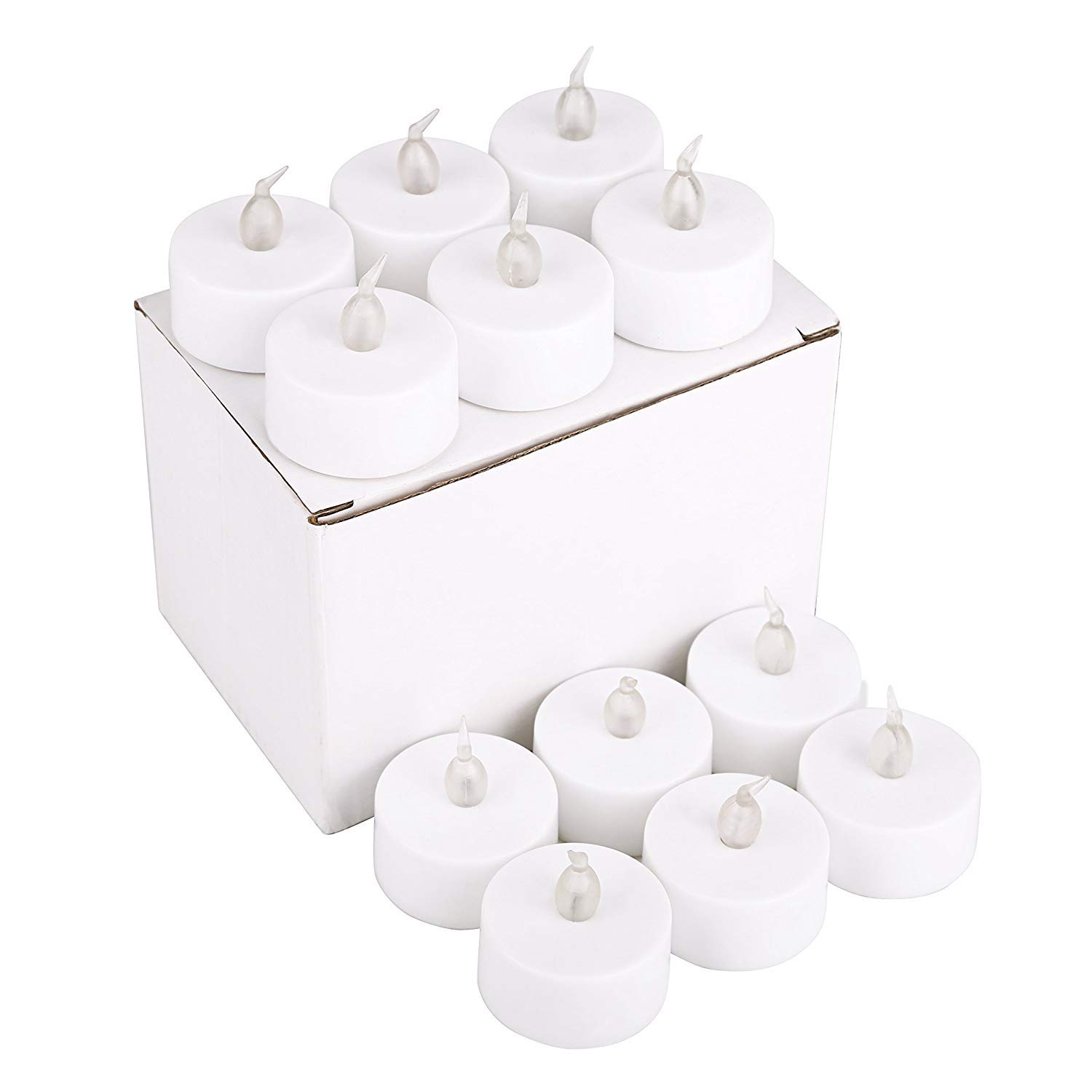 Tea Lights candles,besthoby fake Candles,CR2032 battery,battery candles with Amber yellow flickering,Flameless Candles (12 pack )