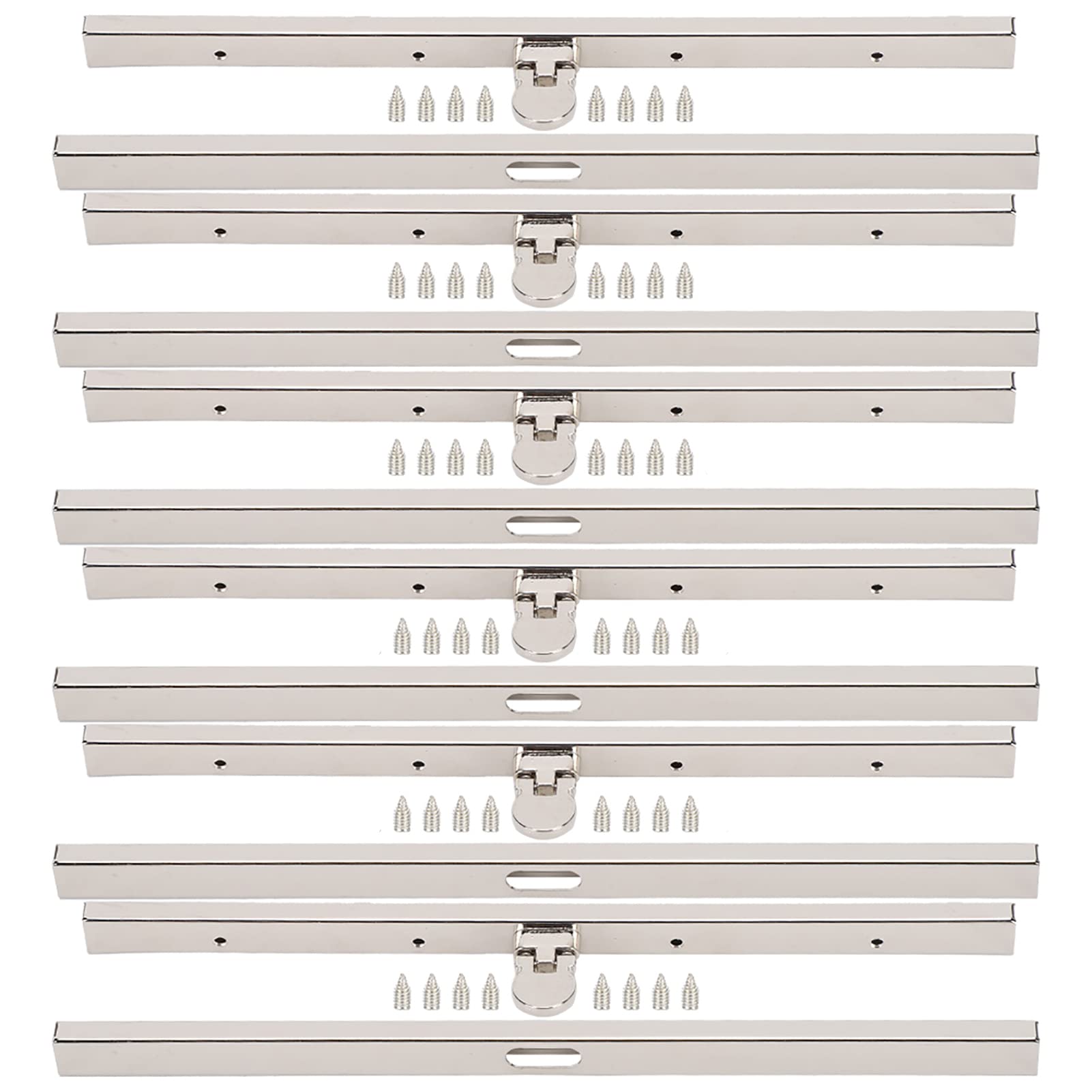 Qcwwy 6pcs Wallet Clasp Lock, 19cm Purse Making Hardware Bag Clasps Purse Metal Purse Frame for Diy Crafts Easy to Install for Making Hardware Handbags(Silver)