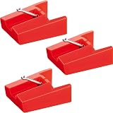 Boao 3 Pack Replacement Stylus Turntable Record Player Needle Compatible with Ion Lct04rs, Ion Ttusb, Ttusb10, Phonograph Cr24003a, Cr2402c, Cr2413a, Cr245, Cr246, Cr249, Cr6001a, Cr6004a(Red)