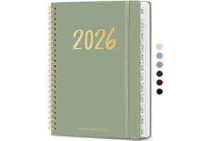 ZOTIA 2026 Planner - Weekly and Monthly Planner, January 2026 to December 2026, Spiral Bound 2026 Calendar Planner Book, Inner Pocket, Perfect for Office Home School Supplies - A5 (6.3" x 8.5"), Green